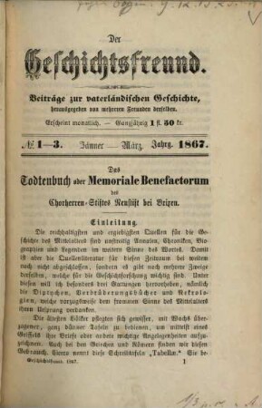 Der Geschichtsfreund : Beitr. zur vaterländ. Geschichte. 2, 2. 1867