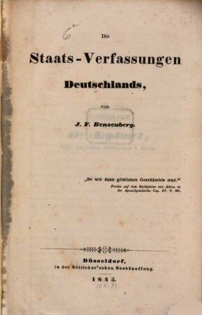 Die Staats-Verfassungen Deutschlands