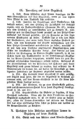 IX. Anweisung auf freies Begräbniß