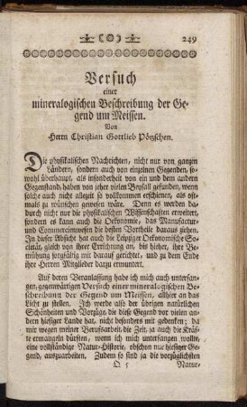 Versuch einer mineralogischen Beschreibung der Gegend um Meissen