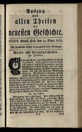 XXXIX. Stück, Cob. den 24. Sept. 1757.