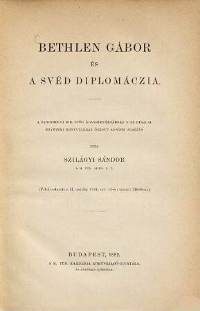 Bethlen Gábor és a svéd diplomaczia