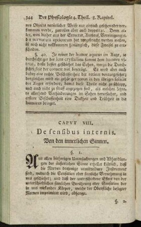 Caput VIII. De sensibus internis. = Von den innerlichen Sinnen.