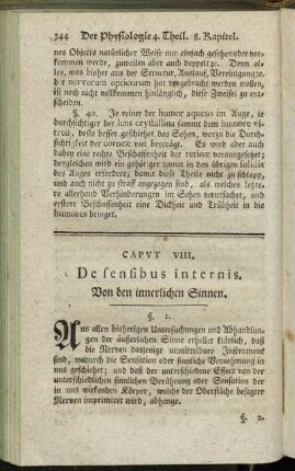 Caput VIII. De sensibus internis. = Von den innerlichen Sinnen.