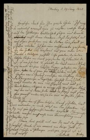 14: Brief von Johann Wilhelm Bickell an Gustav Hugo, Marburg, 29.8.1842