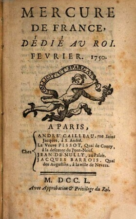 Mercure de France. 1750, 2