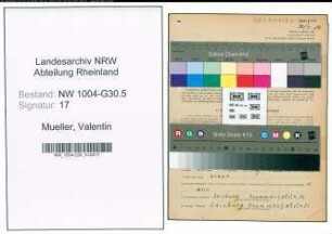 Entnazifizierung Valentin Mueller , geb. 13.10.1900 (Verlademeister)
