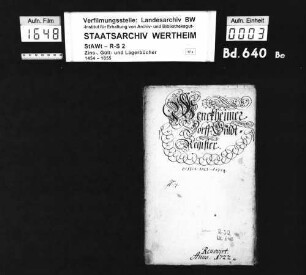 Wenkheimer Dorfs-Gültregister, renoviert anno 1722 (mit Namensregister)