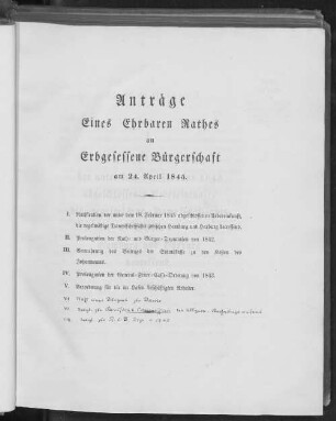 Acta Conventus Senatus et Civium, Iovis d. 24. Aprilis 1845