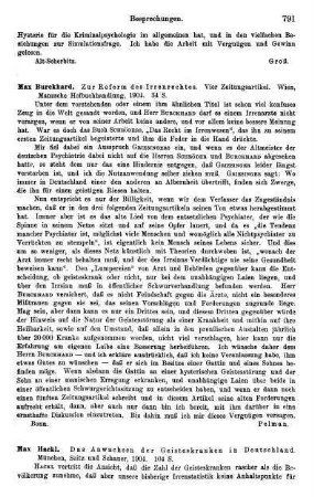 791-792, Max Hackl, Das Anwachsen der Geisteskranken in Deutschland, 1904