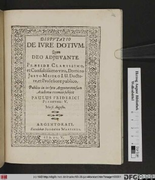 Disputatio De Iure Dotium