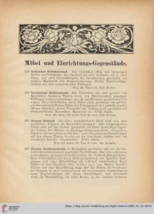Möbel und Einrichtungs-Gegenstände (Nr. 293 - 311)