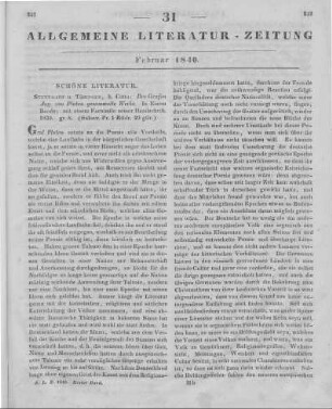 Platen, A.: Des Grafen August von Platen Gesammelte Werke. Bd. 1. Mit einem Facsimile seiner Handschrift. Stuttgart: Cotta 1839