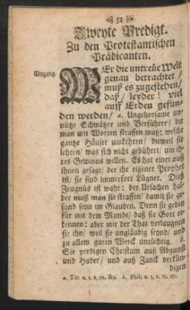 Zweyte Predigt. Zu den Protestantischen Prädicanten