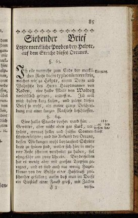 Siebender Brief Letzte merckliche Proben bey Helpte, auf dem Striche dieses Orcanes.