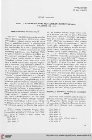 3: Roboty konserwatorskie przy kaplicy Zugmuntowskiej w latach 1891 - 1894