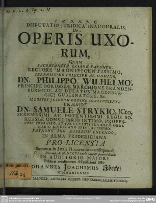 Disputatio Iuridica Inauguralis De Operis Uxorum
