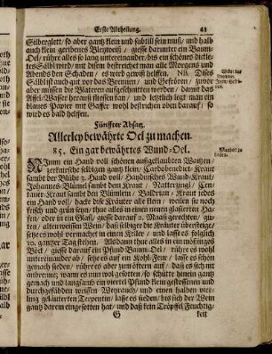 Fünffter Absatz. Allerley bewährte Oel zu machen