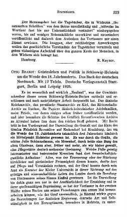 Brandt, Otto :: Geistesleben und Politik in Schleswig-Holstein um die Wende des 18. Jahrhunderts, das Buch der deutschen Nordmark : Stuttgart u.a., Deutsche Verl.-Anst., 1925
