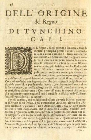 Cap. I. Dell'origine del Regno di Tunchino