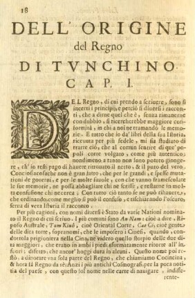 Cap. I. Dell'origine del Regno di Tunchino