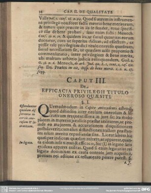 Caput III. De Efficacia Privilegii Titulo Oneroso Quaesiti
