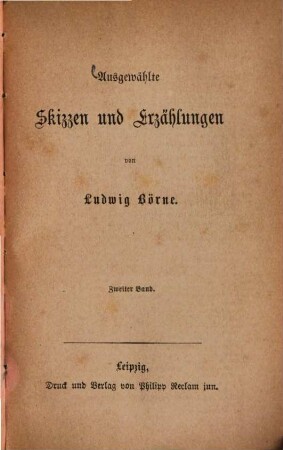 Ausgewählte Skizzen und Erzählungen, 2