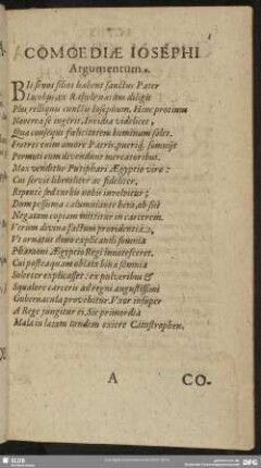 Comoediae Josephi Argumentum