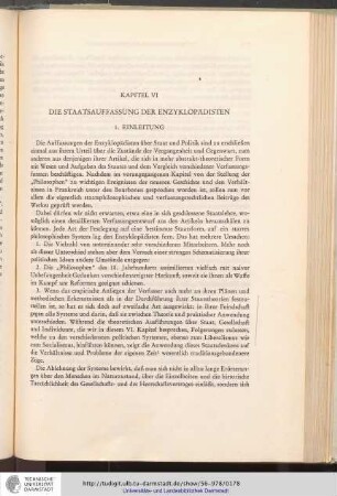 Kapitel VI: Die Staatsauffassung der Enzyklopädisten