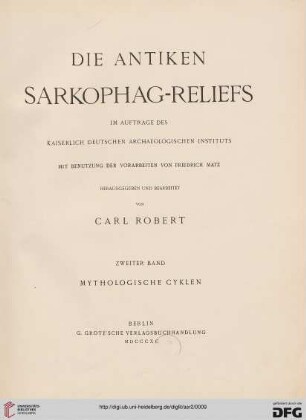 2: Die antiken Sarkophagreliefs: Mythologische Cyklen