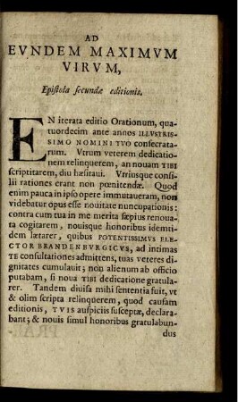Ad Eundem Maximum Virum, Epistola secunde editionis.