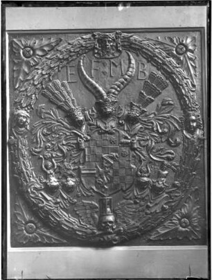 Baden-Baden Stiftskirche Wappentafel aus Bronze Markgraf Edward Fortunat (gestorben 1600)