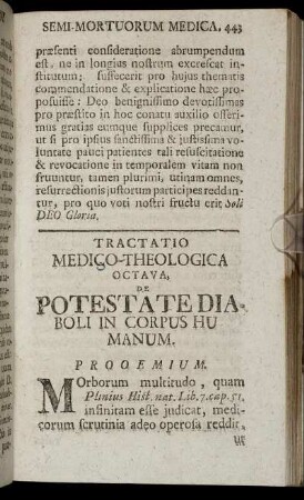 Octava, De Potestate Diaboli In Corpus Humanum.