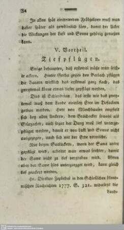 V. Vortheil. Tiefpflügen