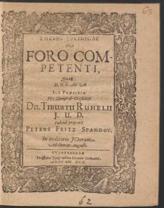 Theses Iuridicae De Foro Competenti