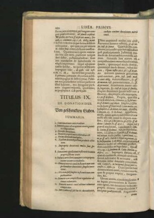Titulus IX. De Donationibus. Von geschenckten Gaben.