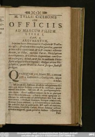 M. Tulli Ciceronis De Officiis Ad Marcum Filium ...