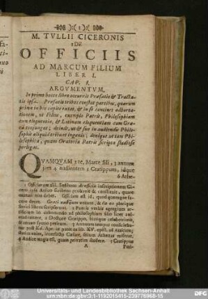 M. Tulli Ciceronis De Officiis Ad Marcum Filium ...