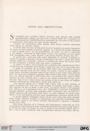 I. Cenno sull'architettura