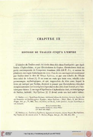 Chapitre III: Histoire de Tralles jusque'à L'Empire