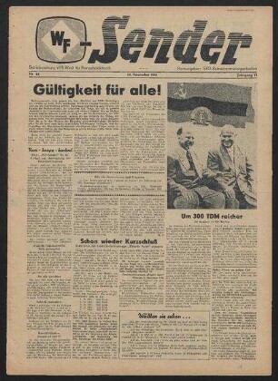 Betriebszeitung 'WF-Sender', Nr.43/1961 (10. November1961)