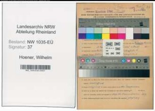 Entnazifizierung Wilhelm Hoener , geb. 23.09.1899 (Kaufmaennischer Angestellter)