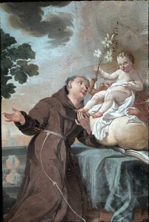 Der heilige Antonius von Padua, das Christuskind verehrend