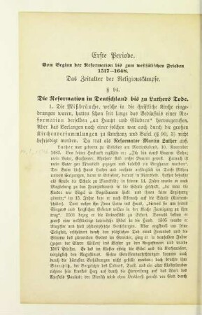 Erste Periode. Vom Beginn der Reformation bis zum westfälischen Frieden 1517-1648