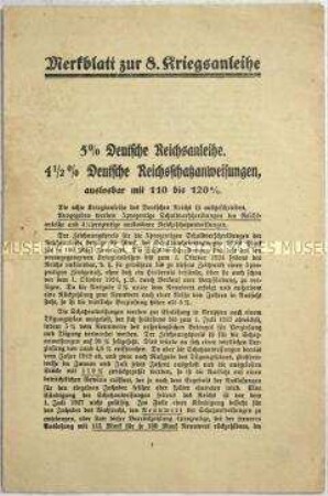 Merkblatt zur 8. Kriegsanleihe