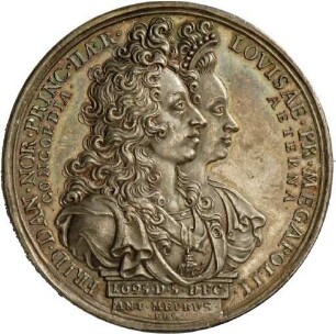 Medaille von Anton Meybusch auf die Geburt des dänischen Thronfolgers Christian, 1697
