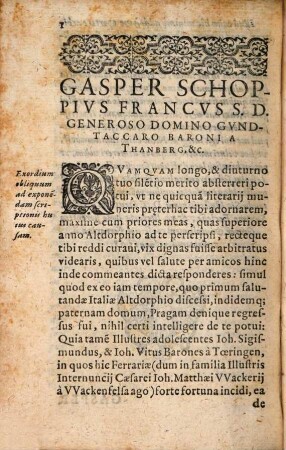 Gasperis Schoppi Franci Epistola De sua ad Orthodoxos migratione, & de veritate interpretationis & sententi[a]e Catholicae in ambiguis Scripturarum locis, & Controversis fidei capitibus ...