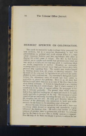 Herbert Spencer on Colonisation