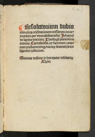Resolutorium dubiorum circa celebrationem missarum occurentium