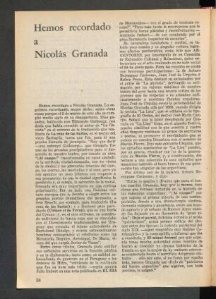 Hemos recordado a Nicolás Granada